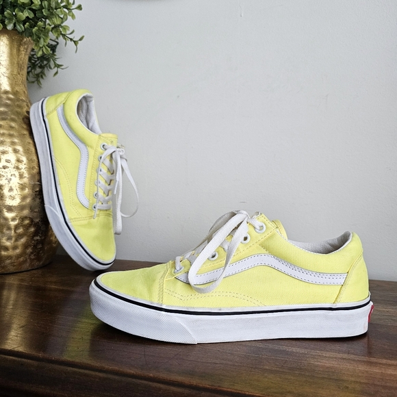 Vans Old Skool Low Top Sneakers Yellow White Canvas Women’s 7.5 / Men’s 6 - Picture 2 of 15